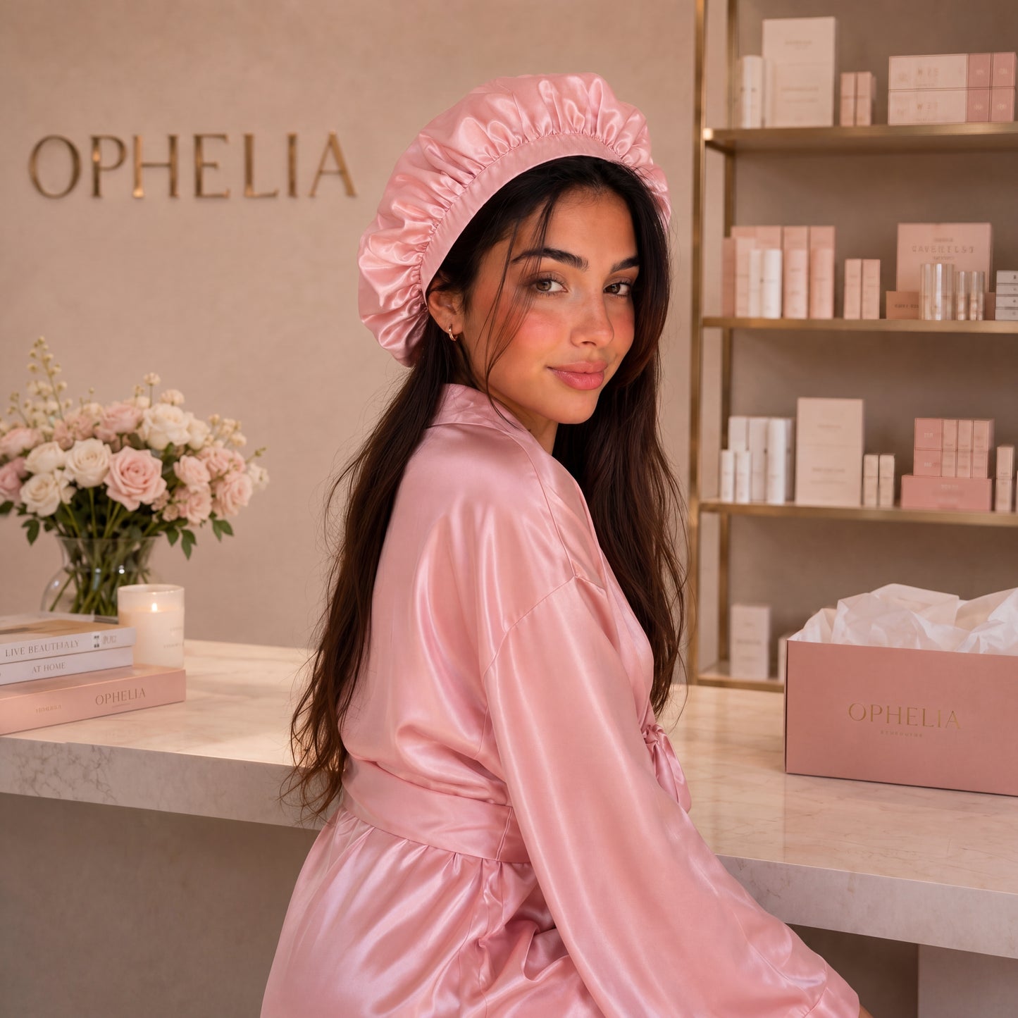 כובע שינה מסאטן לשמירה על השיער | ™OPHELIA Beauty Sleep Bonnet